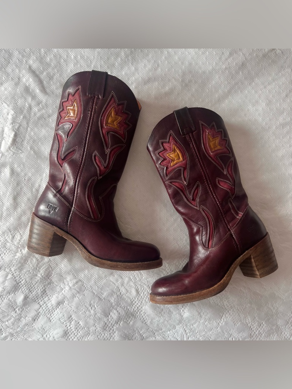 Vintage Frye Floral Campus Boots